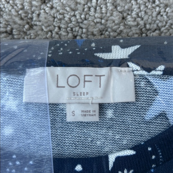 Ann Taylor Loft Jogger Pajama Set Blue Stars Holiday Cozy Loungewear Sleep NEW - Picture 6 of 7